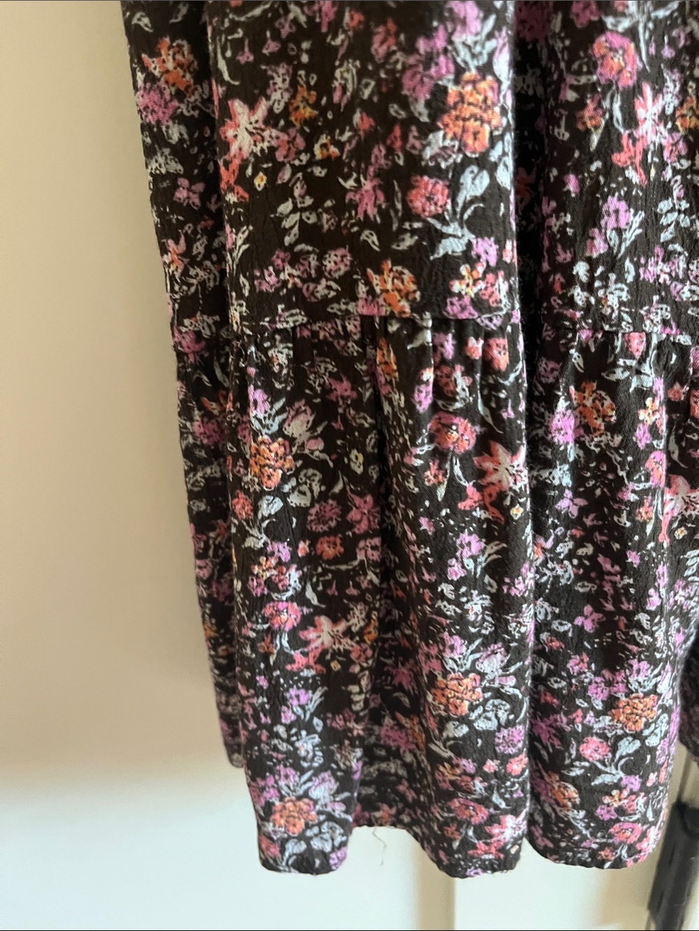 Garnet Hill Boho Floral Dress Brown Pink Rust Print 3/4 Sleeve Flowy Size 10 EUC - Picture 6 of 10